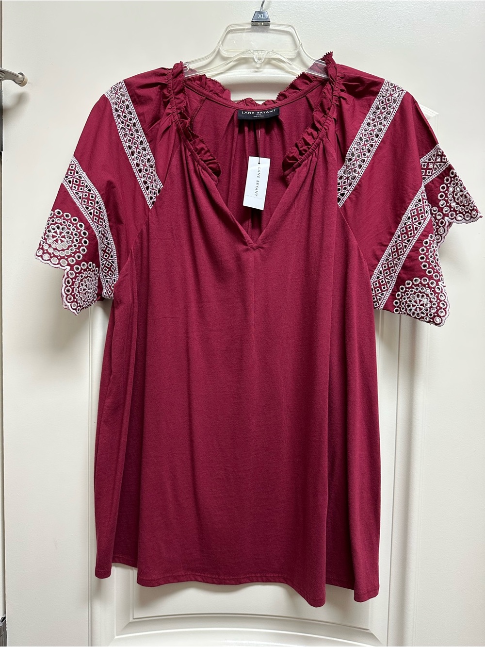 Lane Bryant Rust colored Embroidered Short-Sleeve Top, NWT